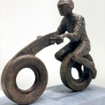 sixty motorcyclist contemporary bronze sculpture of a boy riding on a motorcycle lieven d'haese sport sculpture art art yi Brussels art gallery
