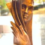 background contemporary bronze sculpture face sculpture book sculpture golden sculpture paola grizi italian sculpture art yi brussels art gallery