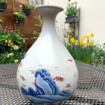 Qing Dynasty Style Blue and White and Red Underglaze Figurative Jade Pot Spring Vase (Bottom signed in Kangxi Period) Tsai Hsiao-fang contemporary ceramic art asian ceramic art asian porcelain art blue ceramic vase blue porcelaine vase art collection Art Yi gallery Brussels art gallery