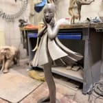 Angel passes Isabel miramontes dancing girl sculpture monumental sculpture garden sculpture contemporary bronze sculpture a beautiful girl in surprise of her dress blows up by wind Art Yi gallery Brussels art gallery