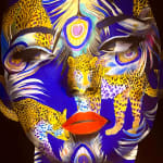 paarse luipaardpauw schilderij hedendaagse schmink blauw Frankrijk Courpotin Kunst Yi Brusselse kunstgalerij