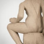 Figurative ceramics sculpture by artist Emilio DiIorio. Female figure is No. 4 in artist's Seated Bathers series in gray clay.