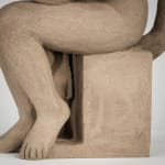 Figurative ceramics sculpture by artist Emilio DiIorio. Female figure is No. 4 in artist's Seated Bathers series in gray clay.