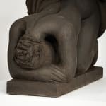 Figurative ceramics sculpture by artist Emilio DiIorio. Female figure is No. 5 in artist's Seated Bathers series in black clay.