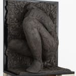 Ceramic relief in black clay in sculptor Emilio DiIorio's Women of Troy series.