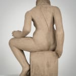 Figurative ceramics sculpture by artist Emilio DiIorio. Female figure is No. 4 in artist's Seated Bathers series in gray clay.