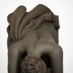 Figurative ceramics sculpture by artist Emilio DiIorio. Female figure is No. 5 in artist's Seated Bathers series in black clay.