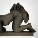 Figurative ceramics sculpture by artist Emilio DiIorio. Female figure is No. 5 in artist's Seated Bathers series in black clay.