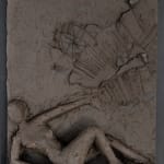 Sculptor Emilio DiIorio's series of 9 Greek Muses in black clay. Ceramic figurative relief is 2nd of 9.