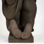 Figurative ceramics sculpture by artist Emilio DiIorio. Female figure is No. 5 in artist's Seated Bathers series in black clay.