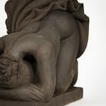 Figurative ceramics sculpture by artist Emilio DiIorio. Female figure is No. 5 in artist's Seated Bathers series in black clay.