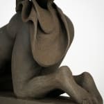 Figurative ceramics sculpture by artist Emilio DiIorio. Female figure is No. 5 in artist's Seated Bathers series in black clay.