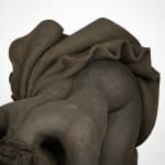 Figurative ceramics sculpture by artist Emilio DiIorio. Female figure is No. 5 in artist's Seated Bathers series in black clay.