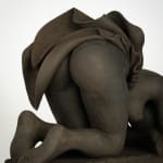 Figurative ceramics sculpture by artist Emilio DiIorio. Female figure is No. 5 in artist's Seated Bathers series in black clay.