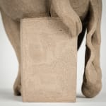 Figurative ceramics sculpture by artist Emilio DiIorio. Female figure is No. 4 in artist's Seated Bathers series in gray clay.