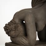 Figurative ceramics sculpture by artist Emilio DiIorio. Female figure is No. 5 in artist's Seated Bathers series in black clay.