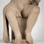 Figurative ceramics sculpture by artist Emilio DiIorio. Female figure is No. 4 in artist's Seated Bathers series in gray clay.