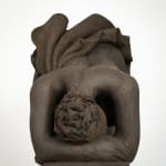 Figurative ceramics sculpture by artist Emilio DiIorio. Female figure is No. 5 in artist's Seated Bathers series in black clay.