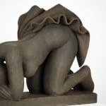 Figurative ceramics sculpture by artist Emilio DiIorio. Female figure is No. 5 in artist's Seated Bathers series in black clay.