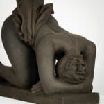 Figurative ceramics sculpture by artist Emilio DiIorio. Female figure is No. 5 in artist's Seated Bathers series in black clay.