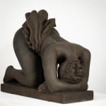 Figurative ceramics sculpture by artist Emilio DiIorio. Female figure is No. 5 in artist's Seated Bathers series in black clay.