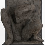 Ceramic relief in black clay in sculptor Emilio DiIorio's Women of Troy series.