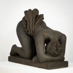 Figurative ceramics sculpture by artist Emilio DiIorio. Female figure is No. 5 in artist's Seated Bathers series in black clay.