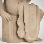 Figurative ceramics sculpture by artist Emilio DiIorio. Female figure is No. 4 in artist's Seated Bathers series in gray clay.