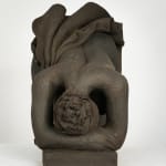 Figurative ceramics sculpture by artist Emilio DiIorio. Female figure is No. 5 in artist's Seated Bathers series in black clay.