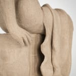 Figurative ceramics sculpture by artist Emilio DiIorio. Female figure is No. 4 in artist's Seated Bathers series in gray clay.