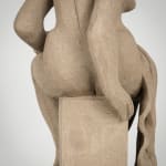 Figurative ceramics sculpture by artist Emilio DiIorio. Female figure is No. 4 in artist's Seated Bathers series in gray clay.