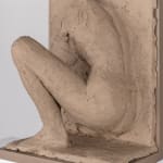 Figurative ceramic relief by artist Emilio DiIorio in Women of Troy series in gray clay.