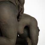 Figurative ceramics sculpture by artist Emilio DiIorio. Female figure is No. 5 in artist's Seated Bathers series in black clay.
