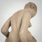 Figurative ceramics sculpture by artist Emilio DiIorio. Female figure is No. 4 in artist's Seated Bathers series in gray clay.