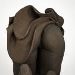 Figurative ceramics sculpture by artist Emilio DiIorio. Female figure is No. 5 in artist's Seated Bathers series in black clay.