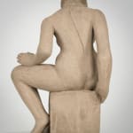 Figurative ceramics sculpture by artist Emilio DiIorio. Female figure is No. 4 in artist's Seated Bathers series in gray clay.