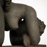 Figurative ceramics sculpture by artist Emilio DiIorio. Female figure is No. 5 in artist's Seated Bathers series in black clay.