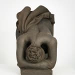 Figurative ceramics sculpture by artist Emilio DiIorio. Female figure is No. 5 in artist's Seated Bathers series in black clay.