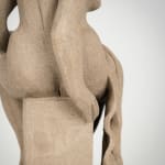Figurative ceramics sculpture by artist Emilio DiIorio. Female figure is No. 4 in artist's Seated Bathers series in gray clay.