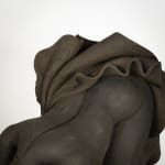 Figurative ceramics sculpture by artist Emilio DiIorio. Female figure is No. 5 in artist's Seated Bathers series in black clay.