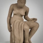 Figurative ceramics sculpture by artist Emilio DiIorio. Female figure is No. 4 in artist's Seated Bathers series in gray clay.