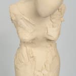 Fragmented figurative female torso in white ceramic. No. 3 in sculptor Emilio DiIorio's Sei donne series..