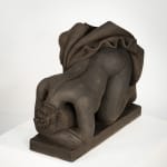 Figurative ceramics sculpture by artist Emilio DiIorio. Female figure is No. 5 in artist's Seated Bathers series in black clay.