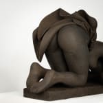 Figurative ceramics sculpture by artist Emilio DiIorio. Female figure is No. 5 in artist's Seated Bathers series in black clay.