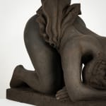 Figurative ceramics sculpture by artist Emilio DiIorio. Female figure is No. 5 in artist's Seated Bathers series in black clay.