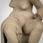 Figurative ceramics sculpture by artist Emilio DiIorio. Female figure is No. 4 in artist's Seated Bathers series in gray clay.