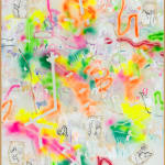 Yang Shu painted with vibrant colors and mixed materials in order to give his pictorial plane a sense of firework.