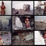 This image is a combination of nine video stills from Chen Qiulin's video work Farewell Poe,m in 2002.