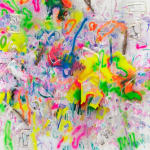 Yang Shu painted with vibrant colors and mixed materials in order to give his pictorial plane a sense of firework.