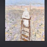 Rami Farook, A Boy Standing On Top Of A High Unstable Ladder In A Small Lake, The Landscape Is Clear,...